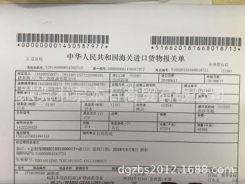 捷客斯海關清單